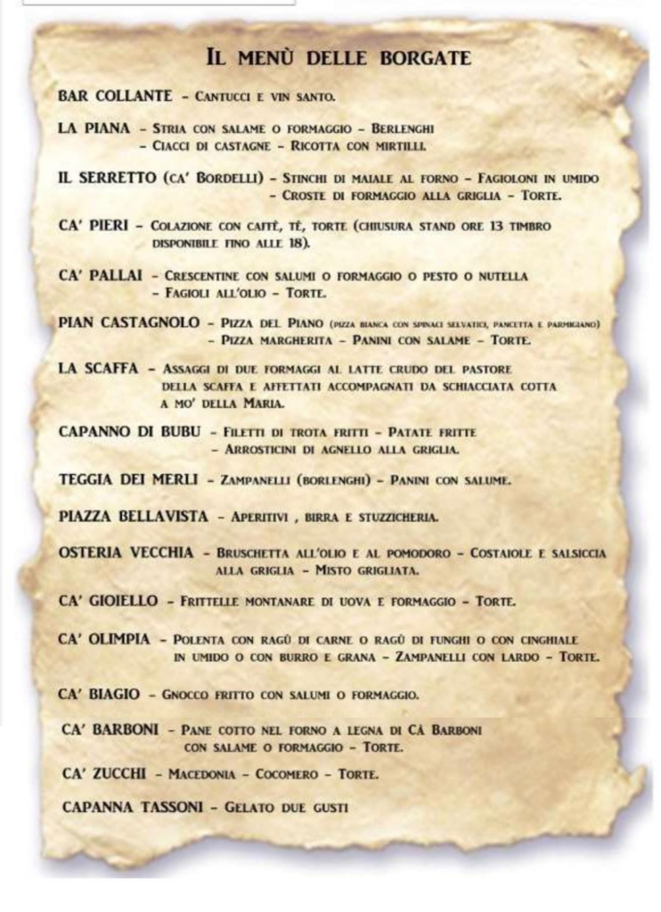 Menù Borgate Ospitali 2026